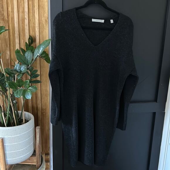 Vince Black V-Neck Sweater Dress - Picture 2 of 13